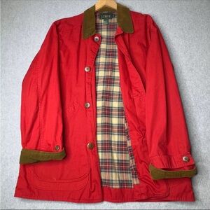 J. Crew Men's Red Jacket with Brown Accents